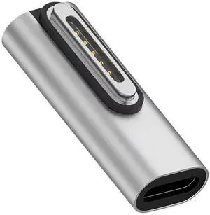 FASTELECTRIC 140W PD Quick Charge USB C to Magnetic 3 Adapter, Type-C to Mags 3 Converter with LED Indicator Light for MacBook Pro 2024/2023/2021 (M1/M2/M3, 14/16"), MacBook Air (M2/M3), Silver