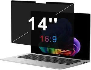 OMOTON Magnetic Laptop Privacy Screen 14 Inch 16:9, Anti-Spy Filter, Matte Anti Glare Blue Light Protector, Easy Install & Remove