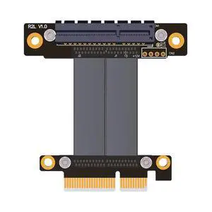 ADT-LINK PCIe 3.0 x4 Extension Cable 32G/BPS PCI Express 4X Graphic SSD RAID Extender Conversion Riser Card Vertical 90 R22SL(5CM)