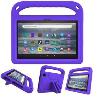 JGY Fire 7 2022 12th Gen Kids Case with Handle Stand - EVA Kid-Proof Rugged Shockproof Full Cover Case for Boy Girl Kids (Purple)