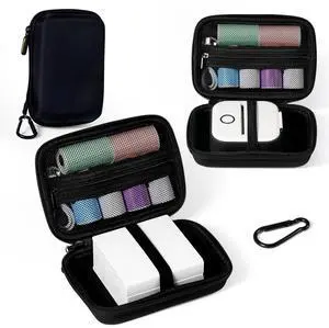Phomemo Sticker Printer Case for M02/T02/M02X/M02 Pro/P2S/M02L/Y02C, Compatible with Nelko PM230/Anycash/iDPRT/Cabaro Mini Thermal Printer, Portable Sticker Paper Storage Holder - Box Only, Black