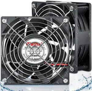 2 Pack Wathai IP67 Waterproof 120x120x38mm 24V DC 120mm Fan 2 Pin Dual Ball Case Fans Efficient and Reliable Cooling for Plasma Cutters, PC