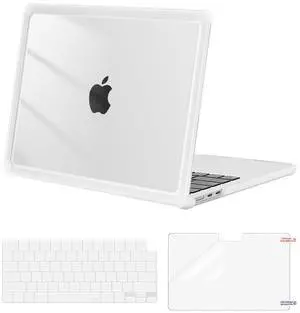 MOSISO Compatible with MacBook Air 13 inch Case 2025 2024 2023 2022 M4 A3240 M3 A3113 M2 A2681,Anti-Cracking Heavy Duty TPU Bumper Hard Case&Keyboard Skin&ScreenFilm for MacBook Air 13.6, Transparent
