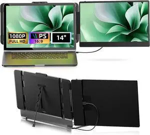 Laptop Screen Extender 14  FHD 1080P IPS Dual Laptop Monitor Extender USB-C/HDMI Plug and Play Portable Monitor Compatible with Mac Chrome 13-17 Laptops