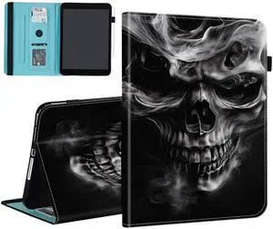 BFUKVOU Case for Samsung Galaxy Tab S9 FE 5G 10.9 Inch/Galaxy Tab S9 11 Inch 2023,Card Slot PU Leather TPU Case Pen Holder Auto Wake Sleep,Smoke Skull