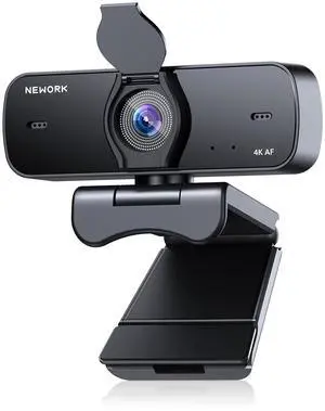 NEWORK 4K Webcam for PC with Sony Sensor, Auto Focus & Privacy Cover, Ultra HD 4K Streaming Camera, 2 Noise-Cancelling Mics, USB Plug & Play, 77° FOV, Web Camera for Zoom, Skype, Teams, Video Calling