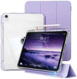zoyu Hybrid Case for (A16) 11th Generation 11 Inch 2025, iPad 10th Generation 10.9 Inch 2022 with Pencil Holder, 2 in 1 Detachable Trifold Sliding Cover with Clear Hard Back Shell, Purple