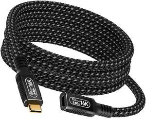 6.6FT/2M USB C Extension Cable Male to Female - Compatible with Thunderbolt 5/4/3 & USB5/USB4- Supports 16K/8K Display, PD 240W Charging, 80Gbps Data Transfer,for M_acBook,eGPU, SSD, Laptop, Monitor