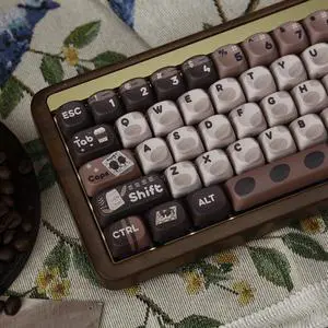 ILYCHEEGAMI PBT Cute Colourful MOA Round keycaps PBT keycap Set for Girl Kids Custom keycaps for Gateron Kailh Cherry Mx Switches ANSI Layout Mechanical Keyboard (MOA-Coffee Bean)