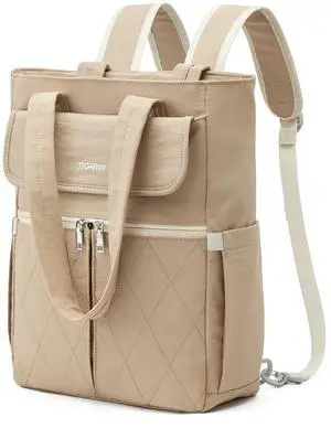 G4Free 2 in 1 Tote Backpack Fits 15" Laptop, Women Bag Daypack for College, Work, Teacher, Nurse -Khaki