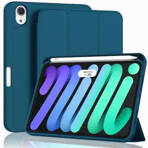 ZryXal for iPad Mini 7 Case A17 Pro 2024/iPad Mini 6 Case 2021 8.3 Inch with Pencil Holder, iPad Mini 7th/6th Generation Case with Soft TPU Back and Auto Sleep/Wake, Teal