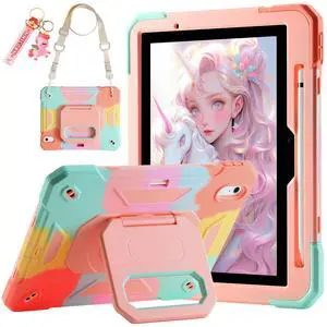 for iPad Air 11 Case (M3) 2025/ iPad Air 11 Case 2024 (M2) with Pen Slot/360 Rotating Grip Magic Stand,Keychain/Shoulder Strap,Full-Body Rugged Cover for iPad Air 6th Generation (Colorful)