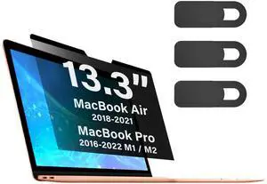 SenseAGE Magnetic Privacy Screen Filter For MacBook, Compatible with 13.3" Air (2018-2021), Pro (2016-2022,M1/M2) + 3 Pack Webcam Cover Slide