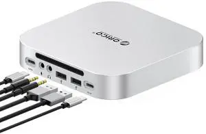 ORICO MiniMate Pro+ 40Gbps Mac mini M4 Docking Stand & Hub with Built-in 4TB NVMe SSD (Non-Removable) Mac mini M4 and M4 Pro 2025, Aluminum USB4 Dock, 3.5mm Audio I/O, 2×USB-A, Compatible with USB4