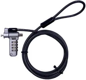 Bosvision Desktop/Laptop Security Cable Lock, for 3 Security Slots (K Standard, Nano and Wedge) Combination, 6.5 feet (200cm) Ø4.5mm Stainless Steel Cable