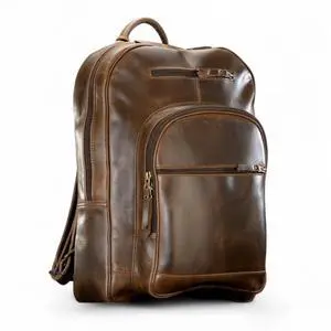 Geoffrey 100% Cow Genuine Leather Commuters Backpack Luxury Casual Sport Zipper Compartments Daily Use Laptop Weekender Portable Travel