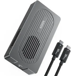 AGEEN 80Gbps M.2 NVMe SSD Enclosure for USB4 V2.0, USB4 V1.0- External NVMe Enclosure with Active Cooling Fan, Backward Compatible USB 3.2/3.1/3.0