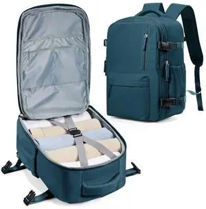 winspansy Carry on Travel Backpack for Women Men Lightweight Business Gym Laptop Work Backpack Airport Frontier Airlines Personal Item Bag Flight Approved Mochilas de Viaje Peacock Blue