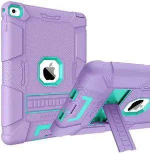 BENTOBEN Case for iPad Air 2, Hybrid Shockproof Cases with Kickstand Rugged Triple-Layer Shock Resistant Drop Proof Protective Tablet Cover for iPad Air 2 (A1566 A1567) 2014 Released, Purple/Green