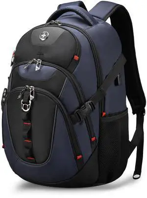 Swissdigital Design Laptop Backpack, Travel Backpack with USB Charging Port Fits 15.6 inches Computer, 31L College School Bookbag for Men