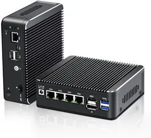 12th Gen N150(Upgraded N100, 4C/4T) 2.5G Soft Router 4X i226-V LAN 1*COM RJ45 4USB Fanless Mini PC Firewall Computer Type-C Support pf-Sense,8GB DDR4 128GB NVMe