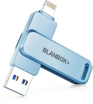 MFi Certified 256GB Photo Stick for iPhone Flash Drive,USB Memory Stick Thumb Drives High Speed USB Stick External Storage Compatible for iPhone/iPad/Android/PC (Blue)