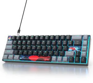 Ussixchare 65 Percent Gaming Keyboard 68 Keys Mechanical Keyboard LED Backlit Ultra Compact Wired Key Board with Red Switch for Windows Laptop Gamer