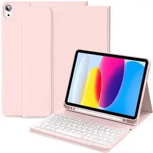 IAMKHO Keyboard Case for iPad (A16) 11th Generation 11 Inch 2025, iPad 10th Generation 10.9 Inch 2022 with Built-in Left Side Pencil Holder, Detachable Wireless Bluetooth Keyboard Case, Pink-1