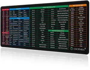 CSCPNRA Excel Cheat Sheet Desk Pad - Large Office Mouse Pad (35.4 * 15.7 * 0.08 in), PS/Word/PPT/Excel Cheat Sheet Desk Mat, PC Office Spreadsheet Keyboard Mat, Employee Appreciation Gift
