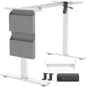Standing Desk Frame, Stand up Desk Frame Workstation, Electric Adjustable Legs, 3 Memory Height Settings, with Cable Management Tray and Storage Bag, 2pcs Headphone Hook