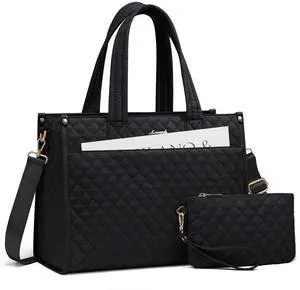 LOVEVOOK Laptop Tote Bag for Women,Canvas Work Tote Bag for Women with Clutch Purse,17.3 Inch Computer Briefcase Bag,Professional Teacher Business Office Bag,Lightweight Shoulder Travel