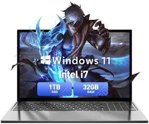 2025 Latest 15.6'' Compatible with Windows 11 Laptop Computer, Core i7-6500U Laptop 32GB DDR4 1TB SSD, FHD 1080P Display & Backlit Keyboard, Webcam, Mini-HDMI, WiFi 5, Bluetooth, Study, Business