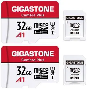 GIGASTONE 32GB Micro SD Card 2-Pack, Camera Plus, MicroSDHC Memory Card for Wyze Cam, Security, Roku, Full HD Video Recording, UHS-I U1 A1 Class 10, up to 90MB/s, with Adapter