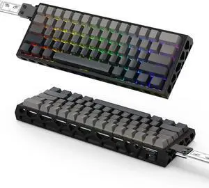 BOYI H60Pro Hollow Aluminum Rapid Trigger Magnetic Switch Gaming Keyboard,Hall Effect 8K Polling Rate RGB 61 Mini Wired Skeleton Full CNC 60% Compact Mechanical Keyboard(Black Side Print Keycaps)