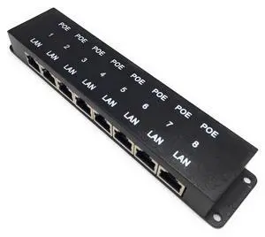 PoE Texas 8 Port PoE Injector - 8 Port PoE Adapter - Add Power Over Ethernet for Passive Devices - 10/100 Data Rate for PTZ, IP Camera Video Security System, VoIP Phone, WiFi Access Point (POE-8-ENC)