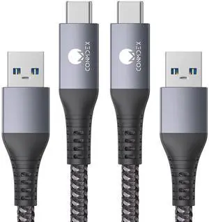 CONMDEX USB A to USB C Cable (10ft, 2-Pack) 10Gbps USB 3.1 Gen 2 Type C Data Transfer Cord, Long Android Auto USB Cable for iPhone 17/16 Plus 17/16 Pro Max Samsung Galaxy S25 PS5 Controller