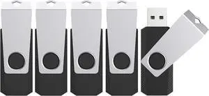 TOPESEL USB Storage Flash Drive, 5 Pack 32GB Flash Drives Memory Stick, Drive Thumb Drives Stick Flash Memory Stick Swivel USB 2.0 (32G,5PC, Black)