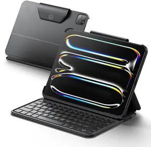 HOU Keyboard Case for iPad Air 11 inch (M3/M2) & iPad Air 5th/4th Gen & iPad Pro 11 inch (M4/4th/3rd/2nd/1st Generation Lightweight and Portable, Space Leather, Four Corner Reinforcement