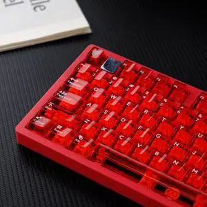 114 Keys Transparent Keycaps PC Cherry Profile Red Crystal Clear Keycap Set Fit for Cherry Mx Switches Mechanical Keyboard