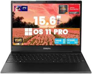Azeyou FHD 15.6" Laptop Computer, Ryzen 3 3200U Processor Notebook Computer, 16GB DDR4 RAM 512GB PCle SSD Bussiness Laptop, OS 11 PRO Student Computer, Dual Band WiFi/BT5.0/Type-C/HDMI/4500mAH, Black