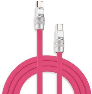 chubbycable Chubby 2.0 Fast Charging Cable Durable Soft Silicone USB C Cable 240W Extra Thick Charger Cord Compatible with iPhone 17-15 Series iPad, Rose Red, Type-C to Type-C, 6.6 FT