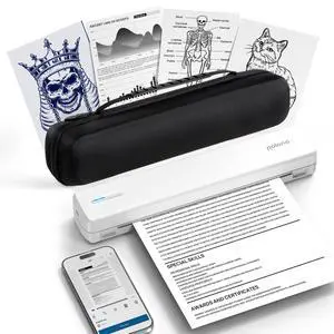 POLONO Portable Printer Wireless for Travel, D810 Bluetooth Thermal Printer Support for 8.5"x11" US Letter, Inkless Compatible with iOS, Android, Laptop for Office, Car and Home with Carry Case, White