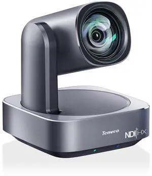 Tenveo NDI PTZ Camera 4K AI Auto-Tracking 12X Optical Zoom USB3.0 LAN PoE HDMI Wide Angle Lens IP Live Streaming Camera for Church Worship Video Conference Broadcast Events YouTube OBS vMix