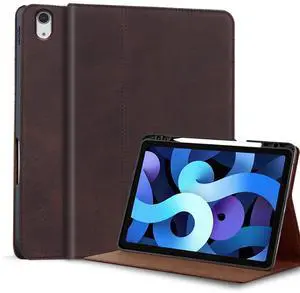 Gexmil Genuine Leather Case for iPad mini 7 (A17 Pro) 2024 / iPad mini 6 Generation 2021 8.3 Inch,Pencil Holder,Shockproof Cowhide Cover,Auto Sleep/Wake,Pencil 2 Wireless Charging,Sand Dark Brown