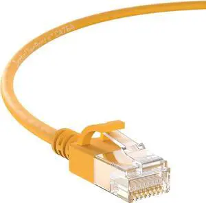 InstallerParts Ethernet Cable CAT6A Slim Cable UTP Booted 0.5 FT (10 Pack) - Yellow - Professional Series - 10Gigabit/Sec Network/High Speed Internet Cable, 550MHZ, 28AWG