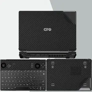 Special 1x Top+1x Palmrest+1x Bottom Skin Pre-Cut Protective Skin Decals Sticker Cover Case Film for GPD Win Mini (2024) Game Console (Black Carbon Fiber)