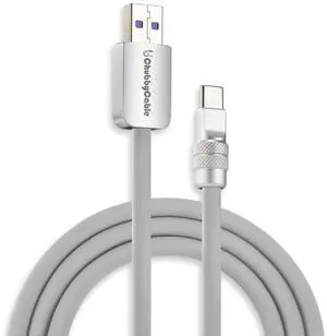 chubbycable Chubby 2.0 Fast Charging Cable Durable Soft Silicone USB C Cable 120W Extra Thick Charger Cord Compatible with iPhone 17-15 Series iPad, Gray, USB-A to Type-C, 9.8 FT