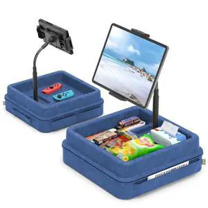 KDD Tablet Pillow Holder - 360°Adjustable iPad Pillow Stand for Lap, Bed and Desk - Gooseneck Tablet Soft Pad Dock with Storage Tray and Pocket Compatible with iPad Pro 12.9, Air Mini, Phone,(Blue)