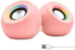 X9 Performance Pink Computer Speakers for Desktop PC with RGB Lighting, Bluetooth, USB, and AUX - Triple Mode Connection, Dual 2.25" Drivers for Work and Play, Bluetooth Desktop Speakers for PC - Pink