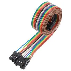 MECCANIXITY 1 Pcs IDC Rainbow Wire Flat Ribbon Cable FC-Female to 16P 39.3 Inch Length 2.54mm Pitch Breadboard Jumper Wires for Electronic Projects